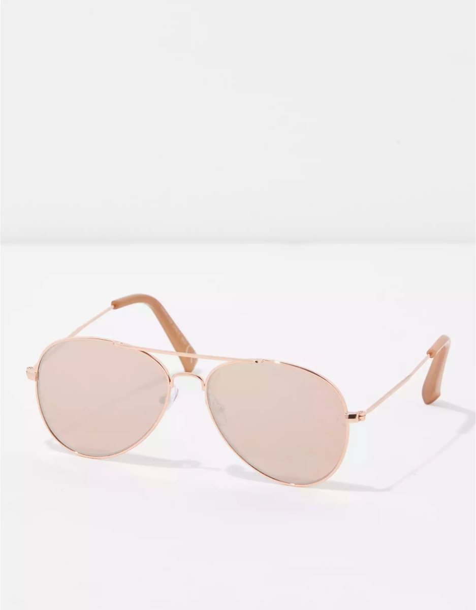 Lunettes de Soleil American Eagle AEO Classiche Rose Gold Aviator Rose Doré Femme | MFV-13685080